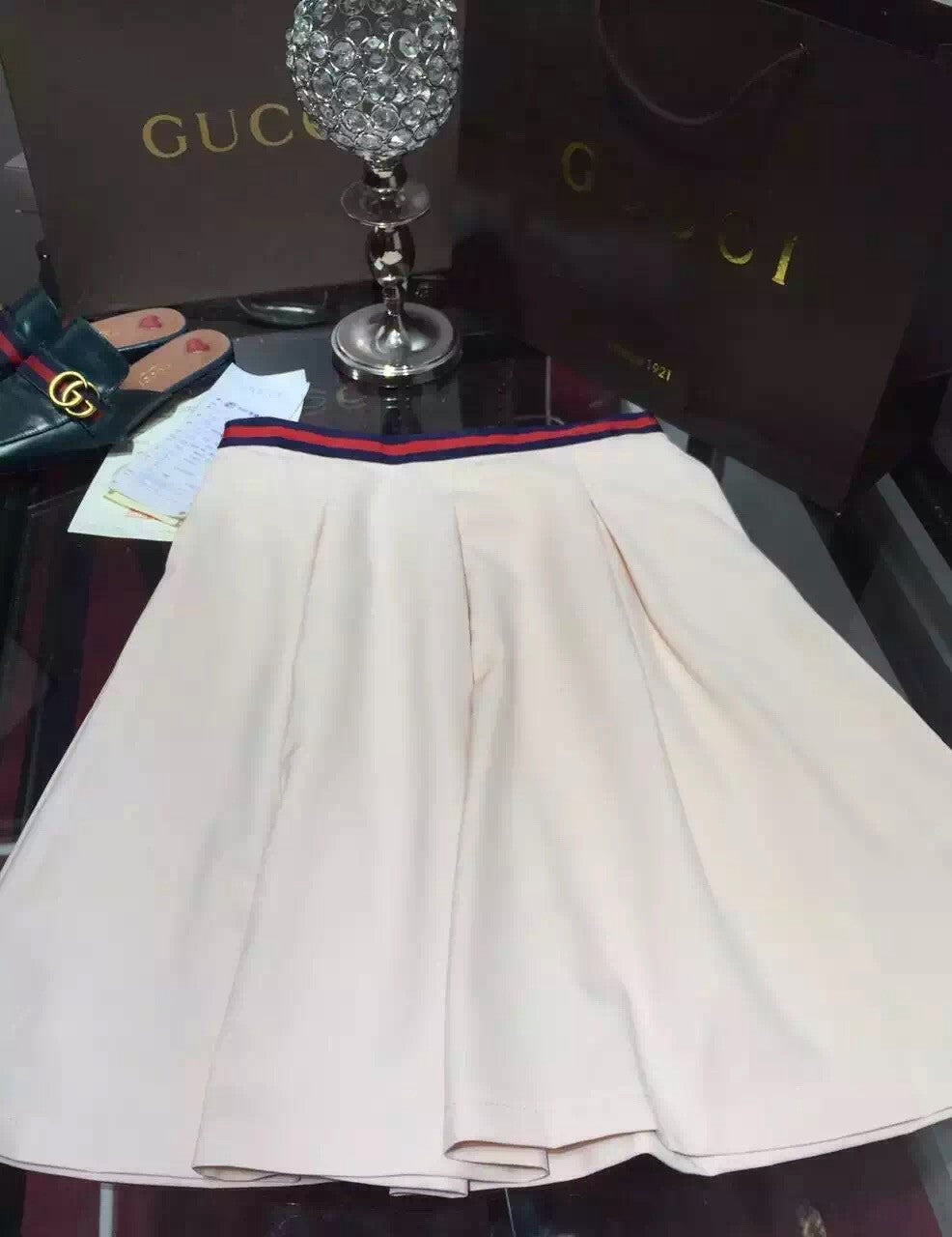 Gucci Runway Look 40- Silk cotton embroidered jacket & Silk cotton faille pleated skirt