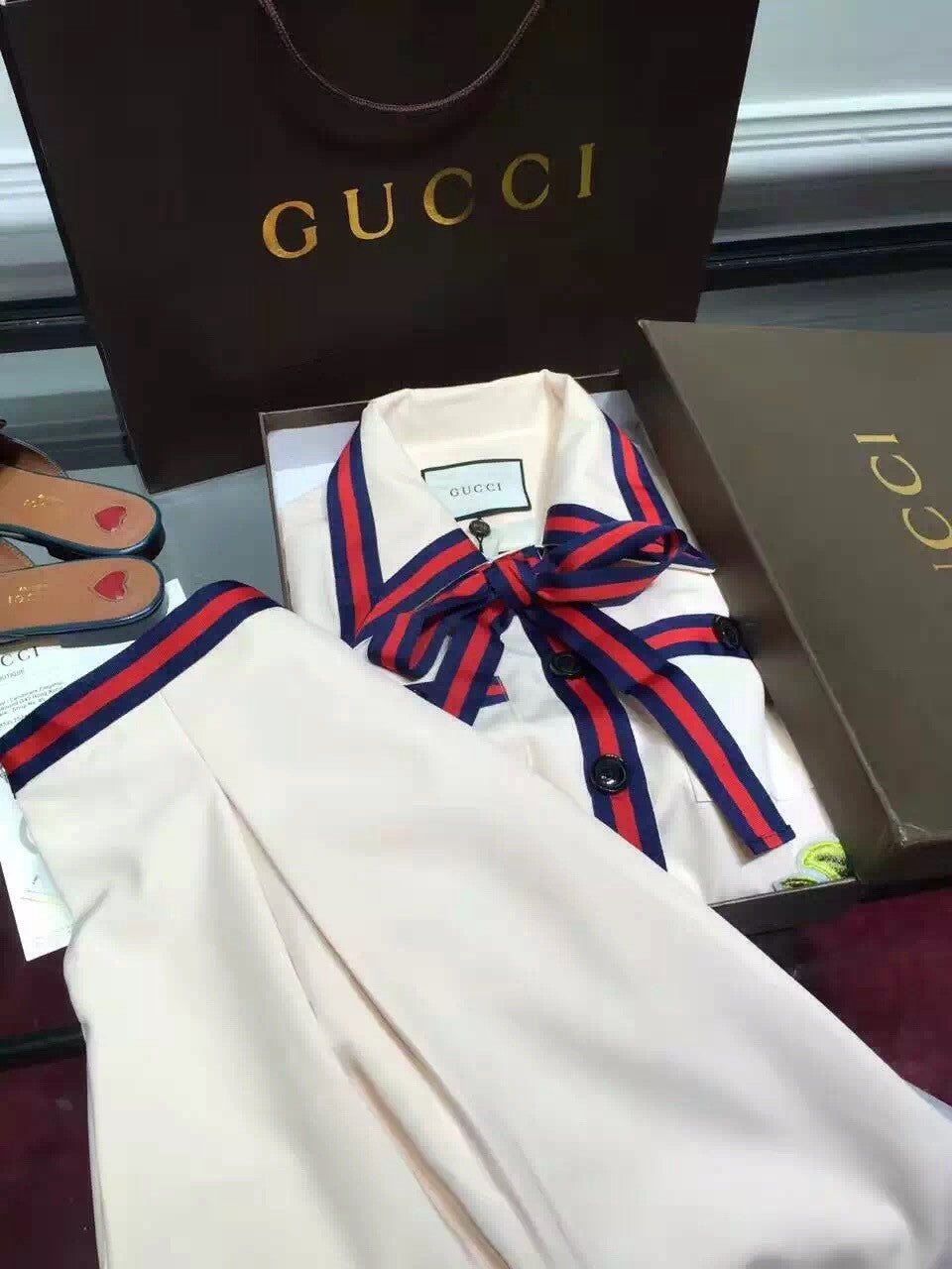Gucci Runway Look 40- Silk cotton embroidered jacket & Silk cotton faille pleated skirt