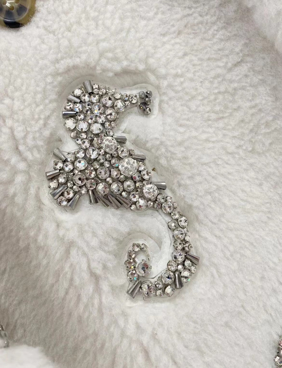 Max Mara Resort 2023 Limited Edition Swarovski Crystal and Pearl Embroiled Alpaca and wool coat