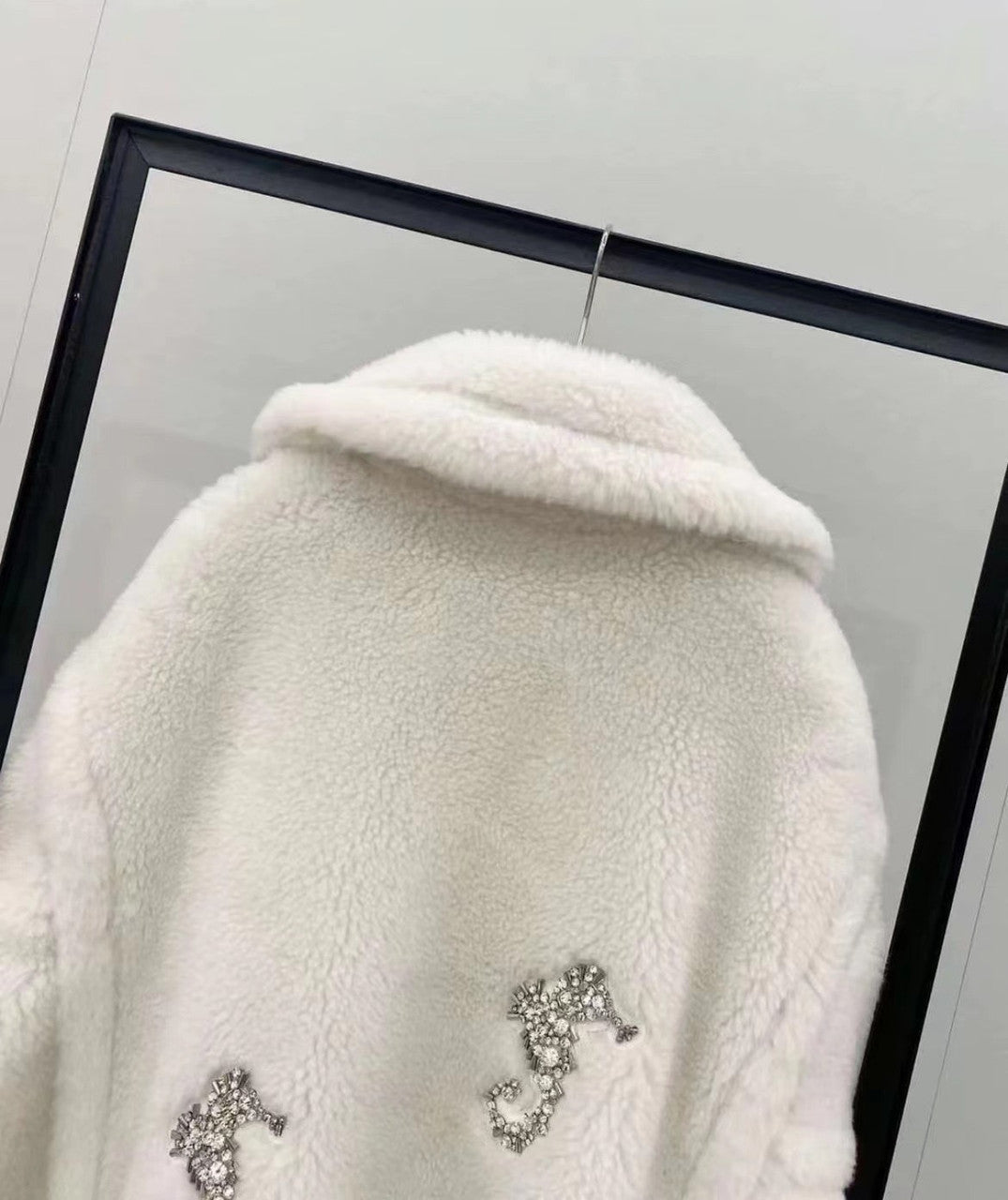 Max Mara Resort 2023 Limited Edition Swarovski Crystal and Pearl Embroiled Alpaca and wool coat