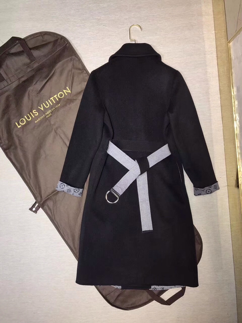 Louis Vuitton DOUBLE CASHGORA WRAP COAT WITH MONOGRAM INSIDE