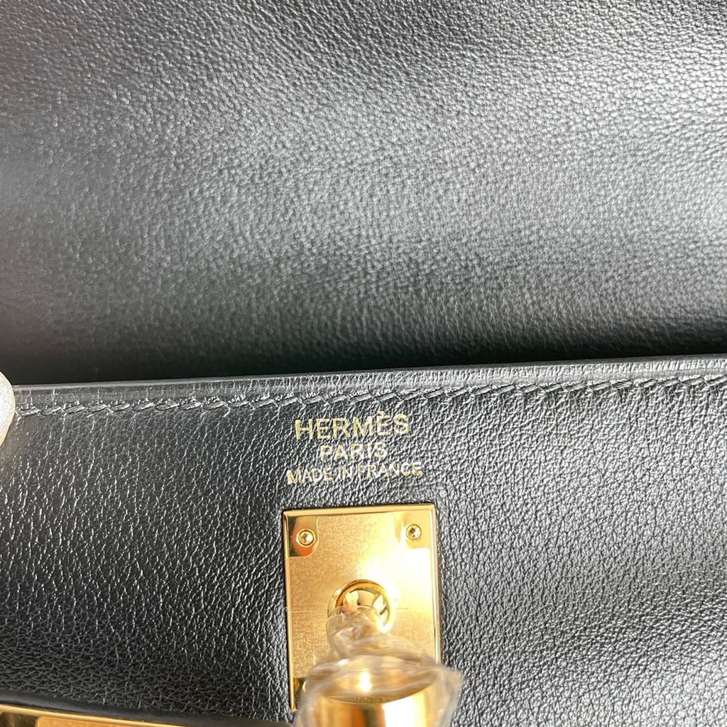 Hermès Black Kelly 25 Swift Gold Hardware