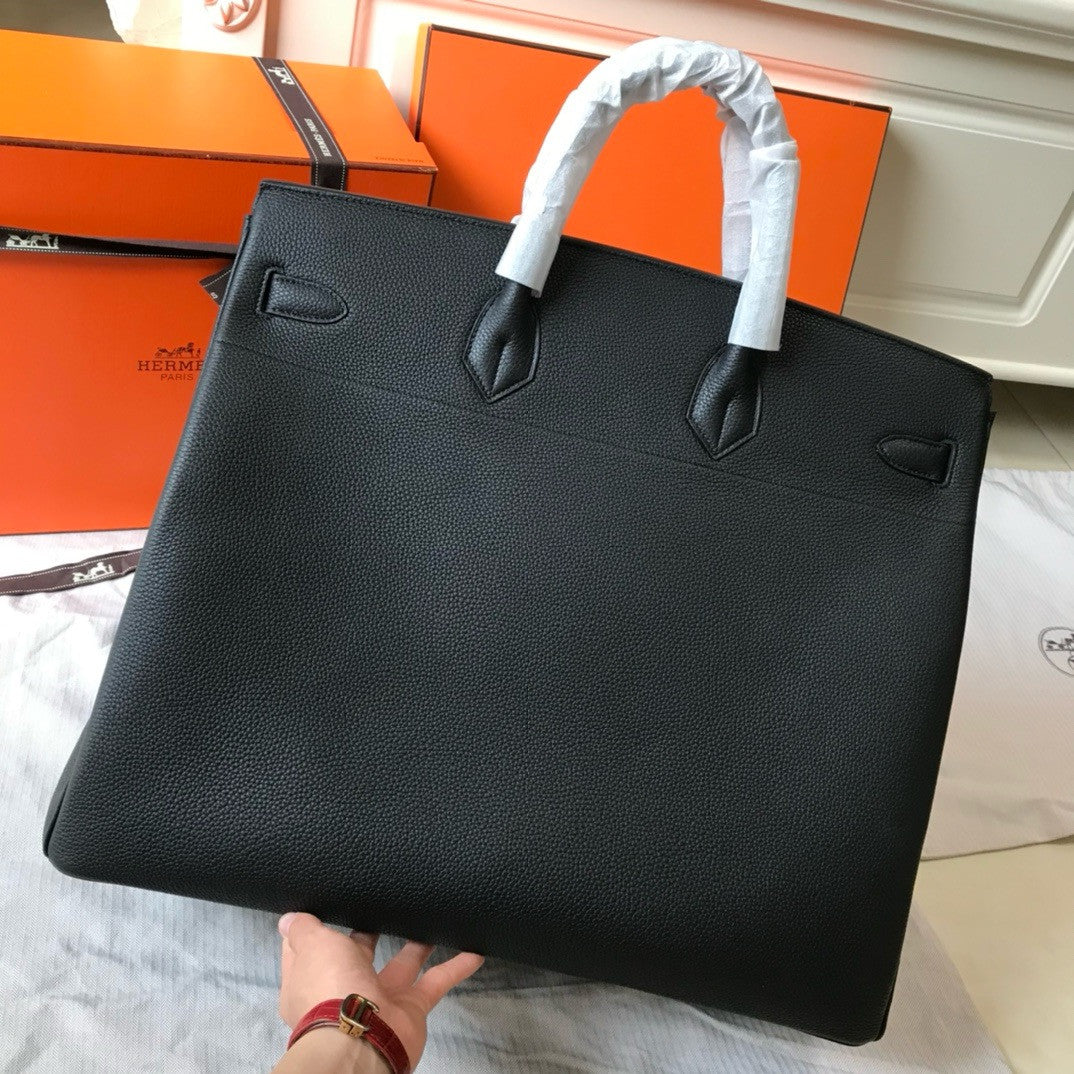 Hermes Hac 50 Travel Bag Black Togo Leather Palladium Hardware