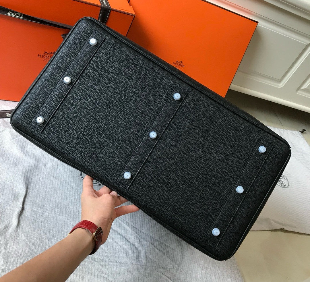 Hermes Hac 50 Travel Bag Black Togo Leather Palladium Hardware