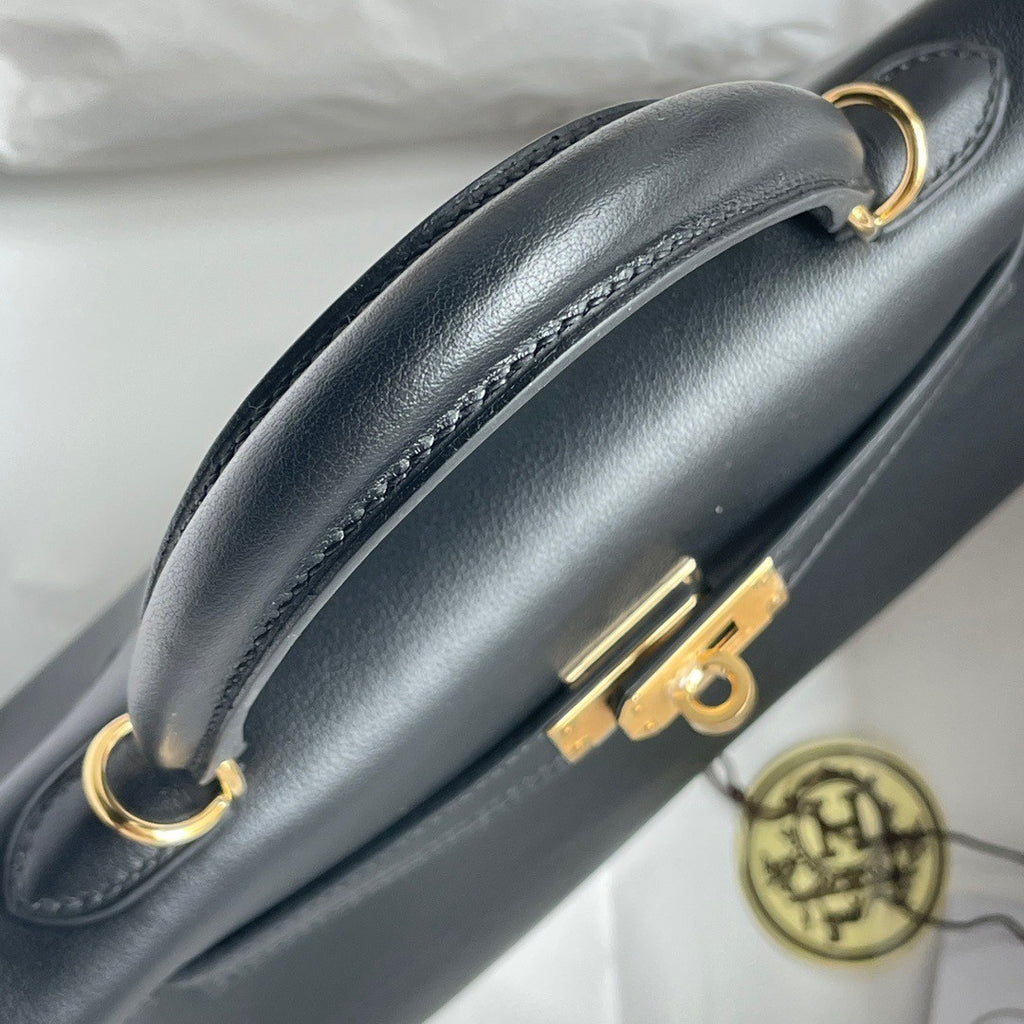 Hermès Black Kelly 25 Swift Gold Hardware