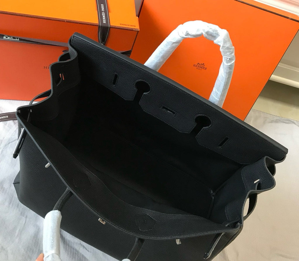 Hermes Hac 50 Travel Bag Black Togo Leather Palladium Hardware