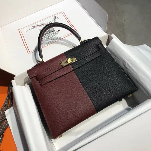 Hermès 25 cm Special Edition Casaque Red Bi Coloured Epsom Kelly