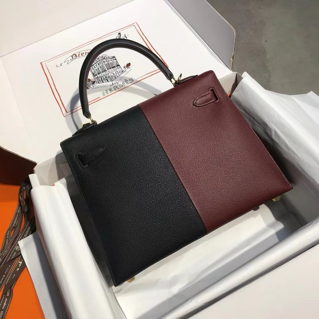 Hermès 25 cm Special Edition Casaque Red Bi Coloured Epsom Kelly