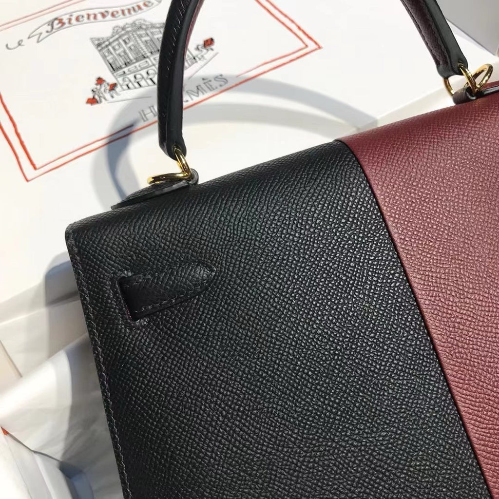 Hermès 25 cm Special Edition Casaque Red Bi Coloured Epsom Kelly