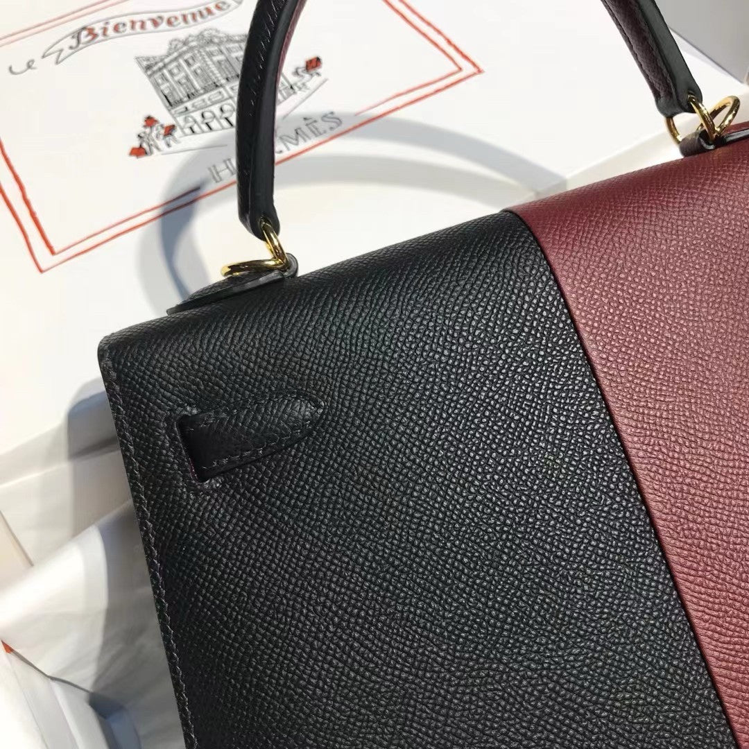 Hermès 25 cm Special Edition Casaque Red Bi Coloured Epsom Kelly