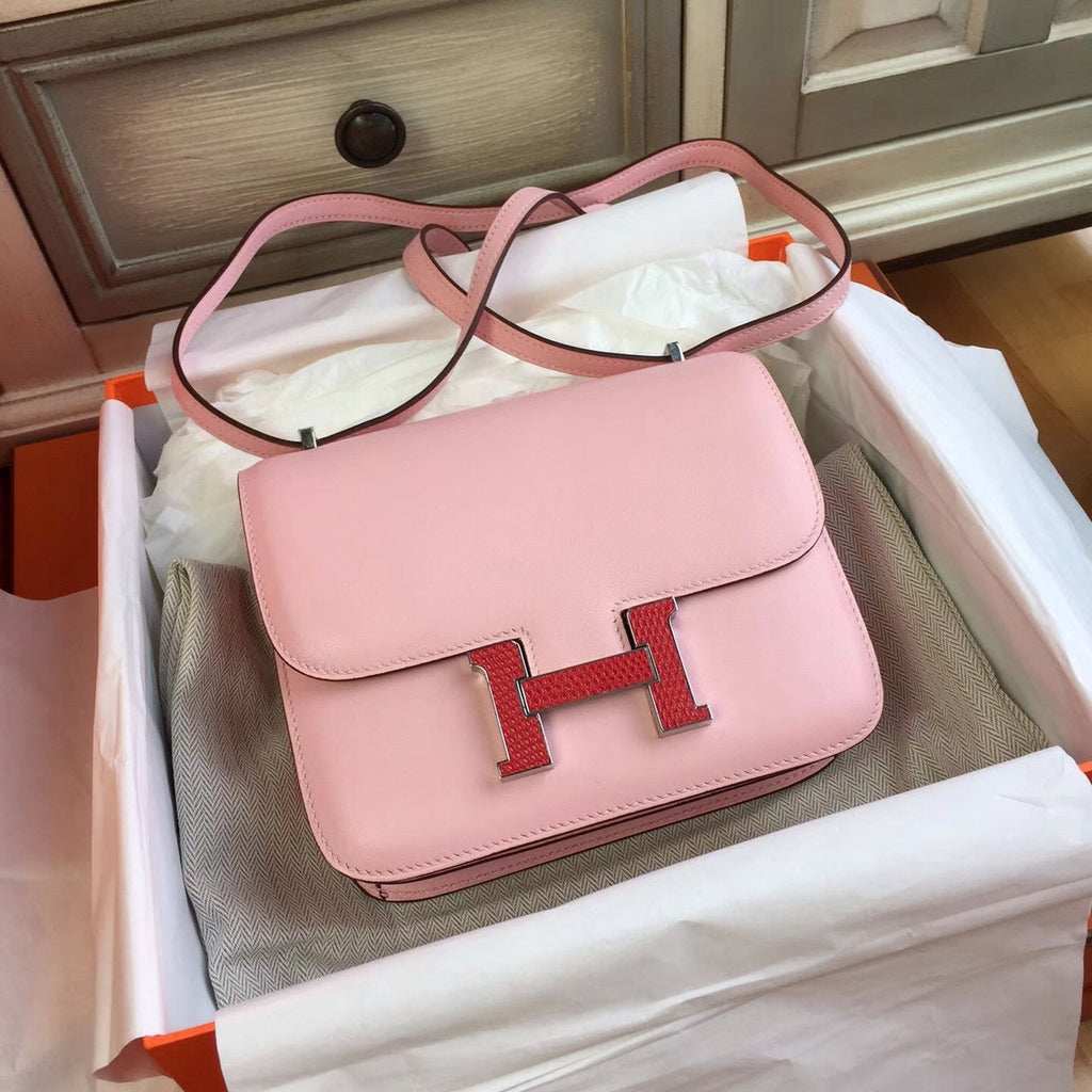 Hermes 1Q Rose Confetti Pink Constance 18 mini Bougainvillea Lizard bag Hermes