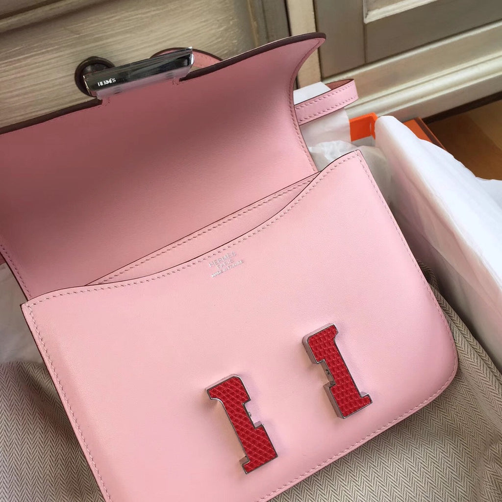 Hermes 1Q Rose Confetti Pink Constance 18 mini Bougainvillea Lizard bag Hermes
