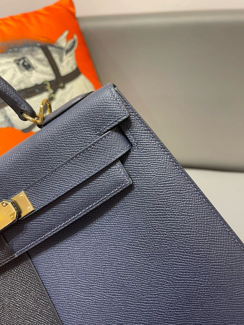 Hermès 28 cm Special Edition Blue/Black Tri Coloured Epsom Kelly