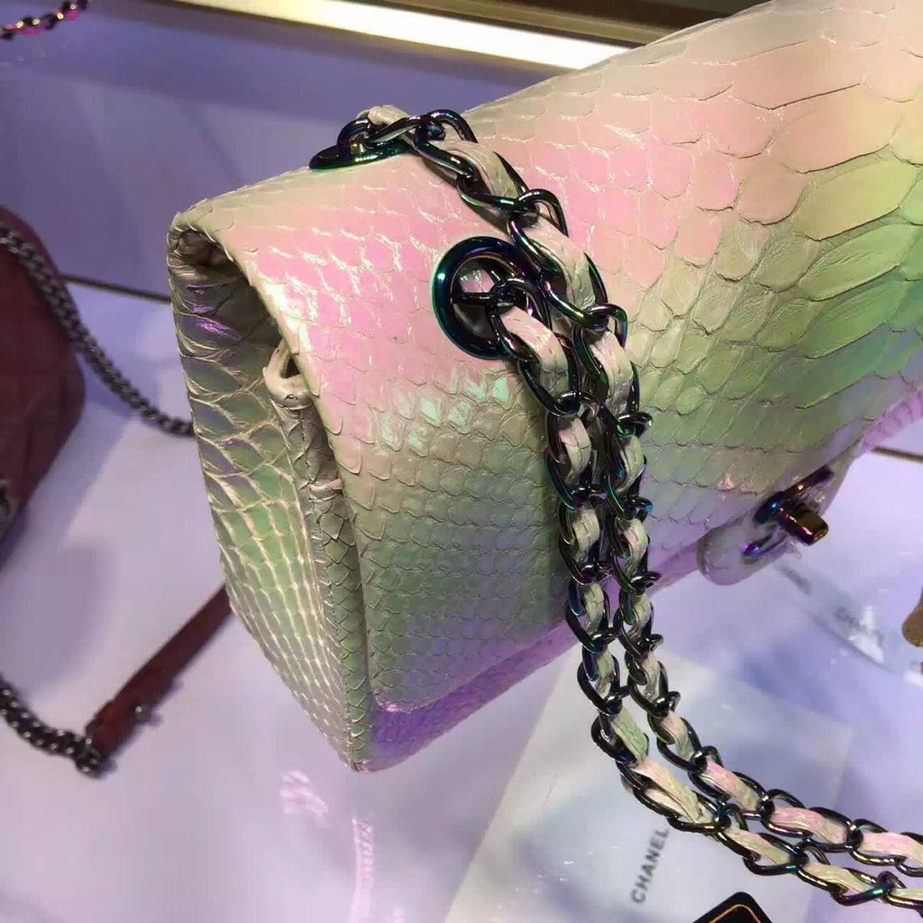 CHANEL Classic Flap Bag Pink South Africa Python Rare Piece