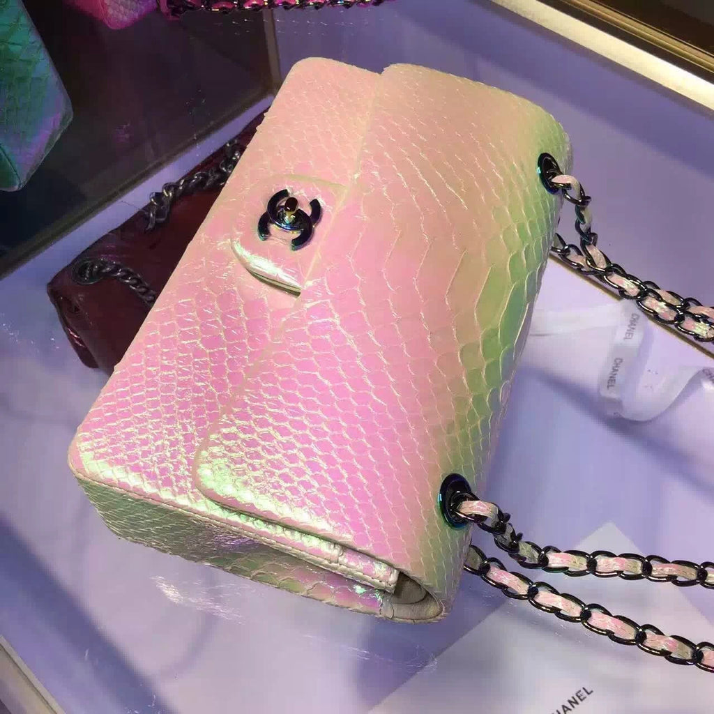 CHANEL Classic Flap Bag Pink South Africa Python Rare Piece
