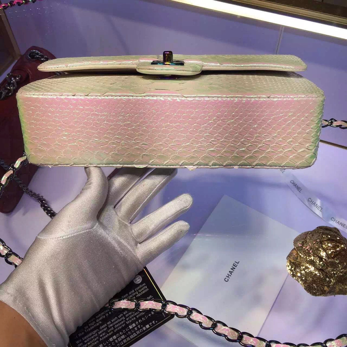 CHANEL Classic Flap Bag Pink South Africa Python Rare Piece
