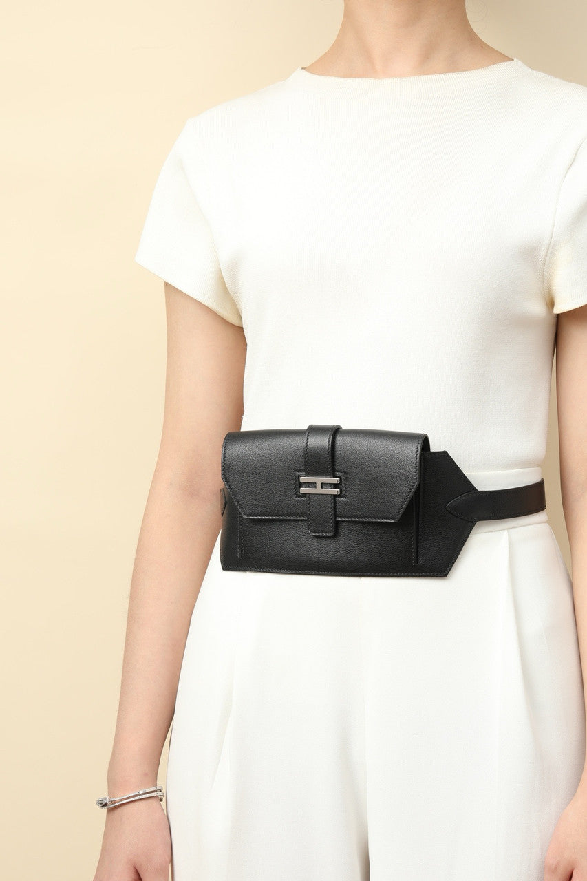 Hermès Elan Pocket Belt 24 Black Swift Palladium Hardware