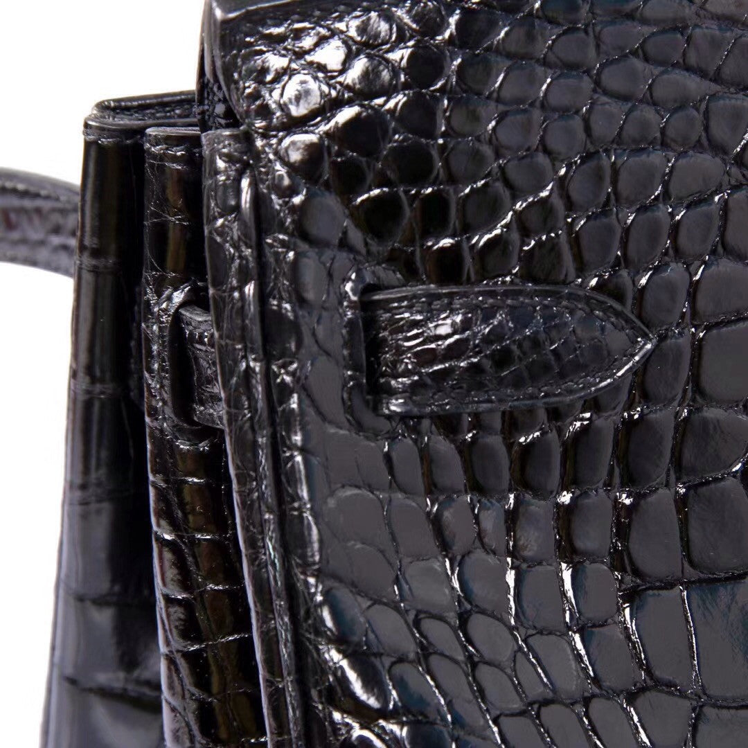Hermes Black Birkin 30 in Porosus  Crocodile with Gold hardware