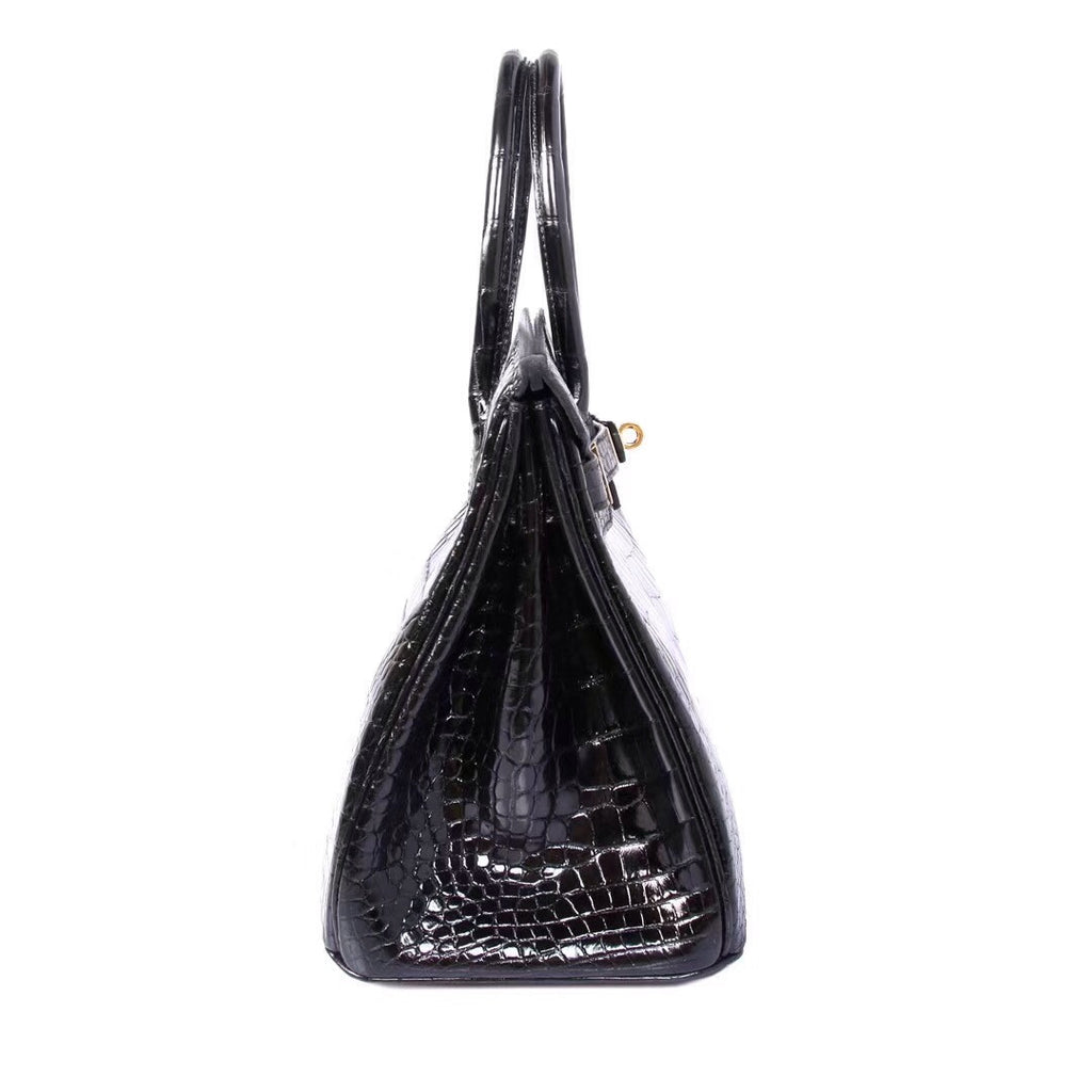 Hermes Black Birkin 30 in Porosus  Crocodile with Gold hardware