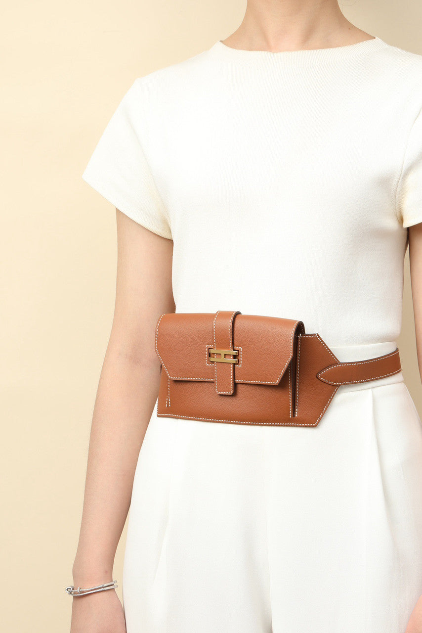 Hermès Elan Pocket Belt 24 Gold Swift Gold Hardware