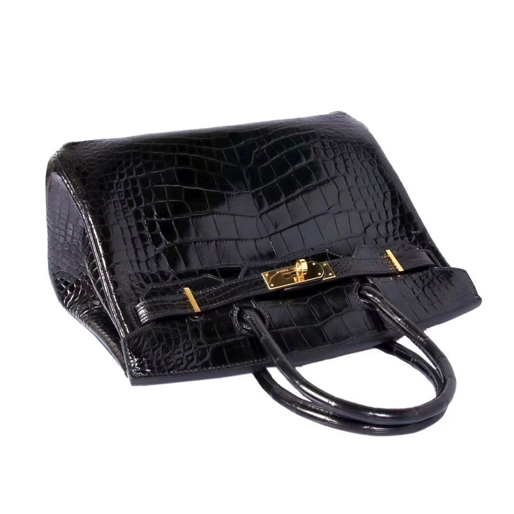 Hermes Black Birkin 30 in Porosus  Crocodile with Gold hardware