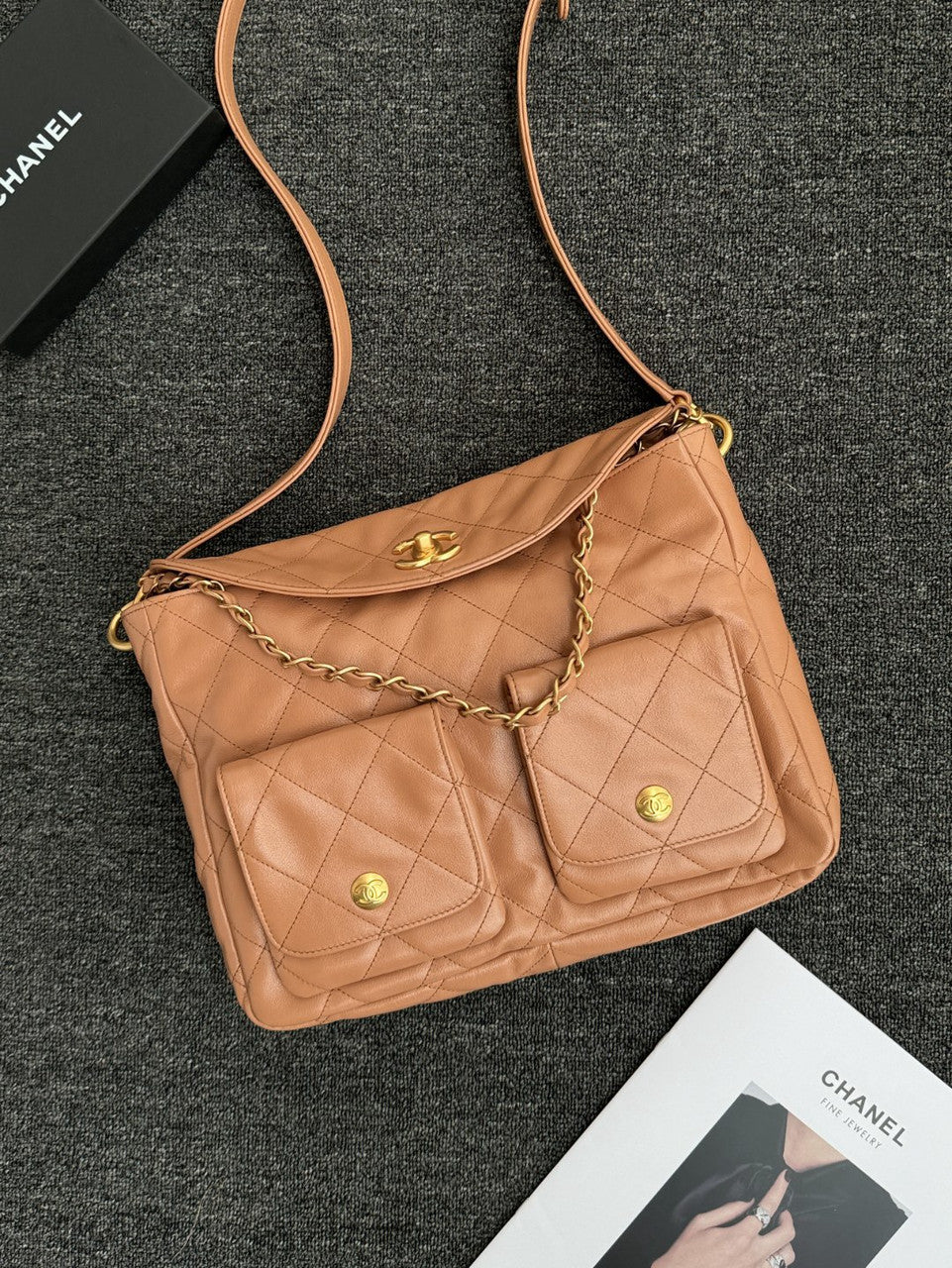 Chanel Supple Twins Hobo Bag Brown Large  2024