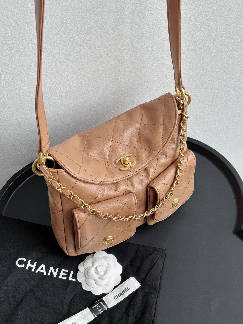 Chanel Supple Twins Hobo Bag Brown Small  2024