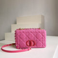 Christian Dior SMALL DIOR CARO BAG Rose  Macrocannage Linen