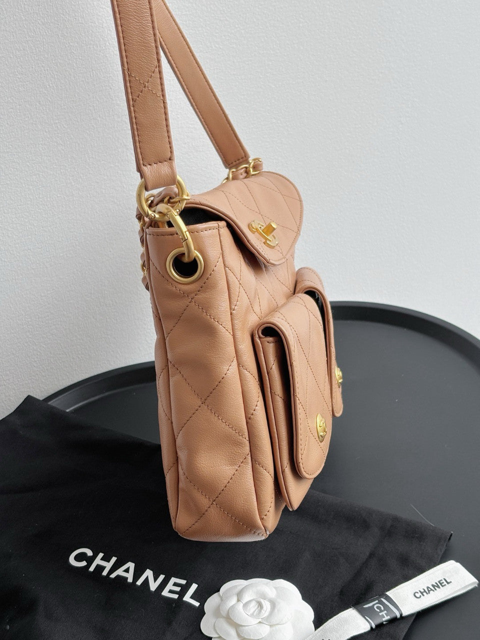 Chanel Supple Twins Hobo Bag Brown Small  2024