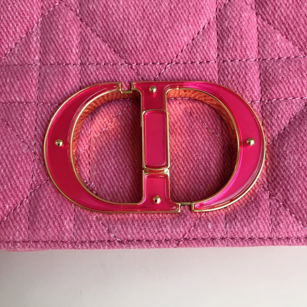 Christian Dior SMALL DIOR CARO BAG Rose  Macrocannage Linen