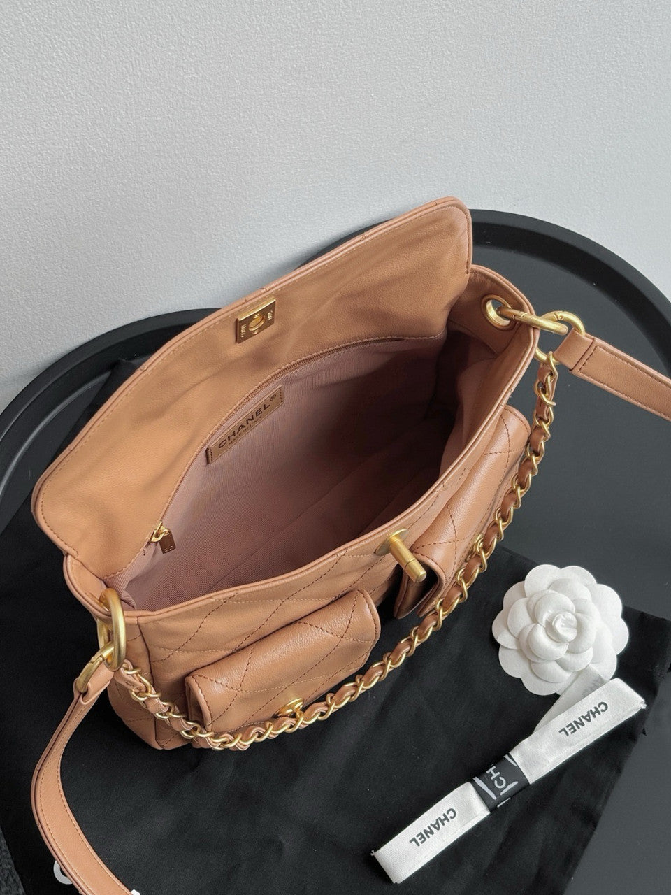 Chanel Supple Twins Hobo Bag Brown Small  2024