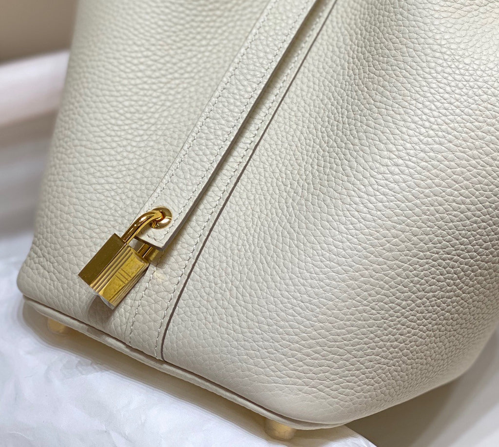 Hermes wool Picotin Lock 18 Togo Leather Bag