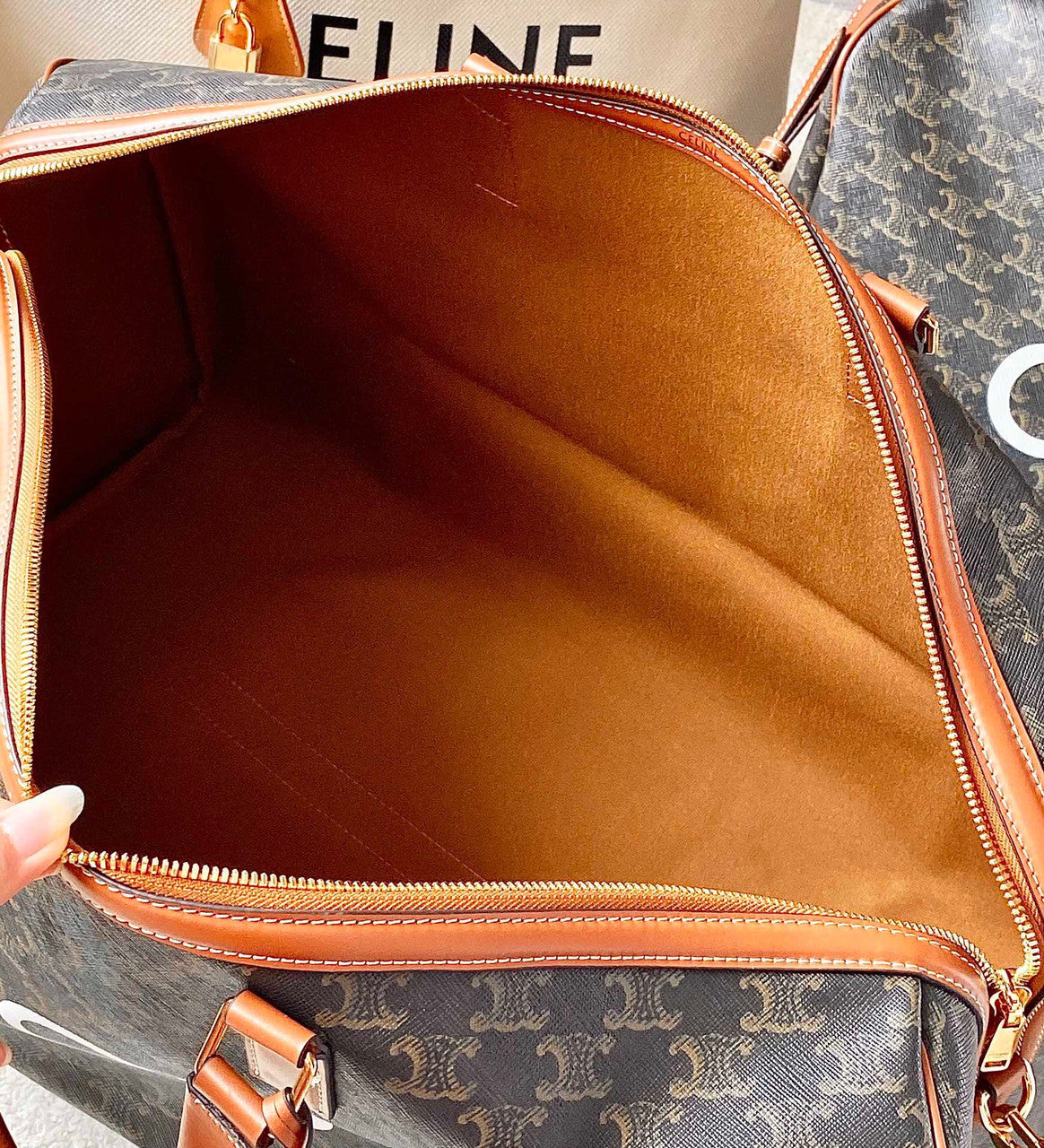 CELINE TRAVEL 50 IN TRIOMPHE CANVAS TAN
