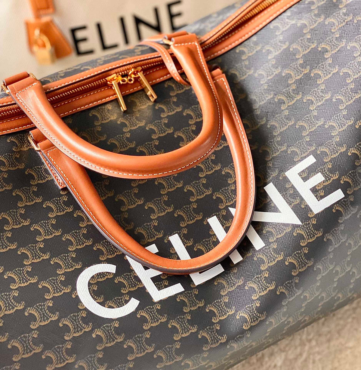 CELINE TRAVEL 50 IN TRIOMPHE CANVAS TAN