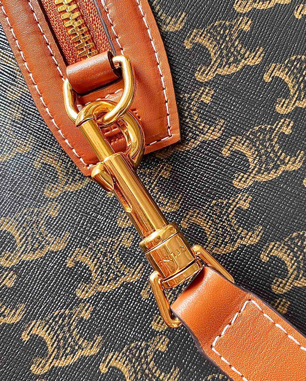 CELINE TRAVEL 50 IN TRIOMPHE CANVAS WITH CAT PRINT TAN
