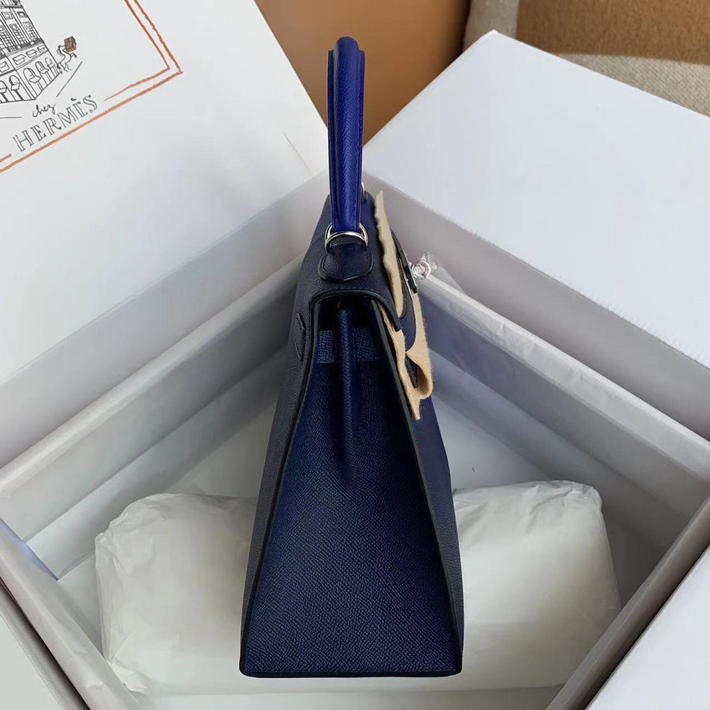 Hermès 28 cm Special Edition Blue Tri Coloured Epsom Kelly