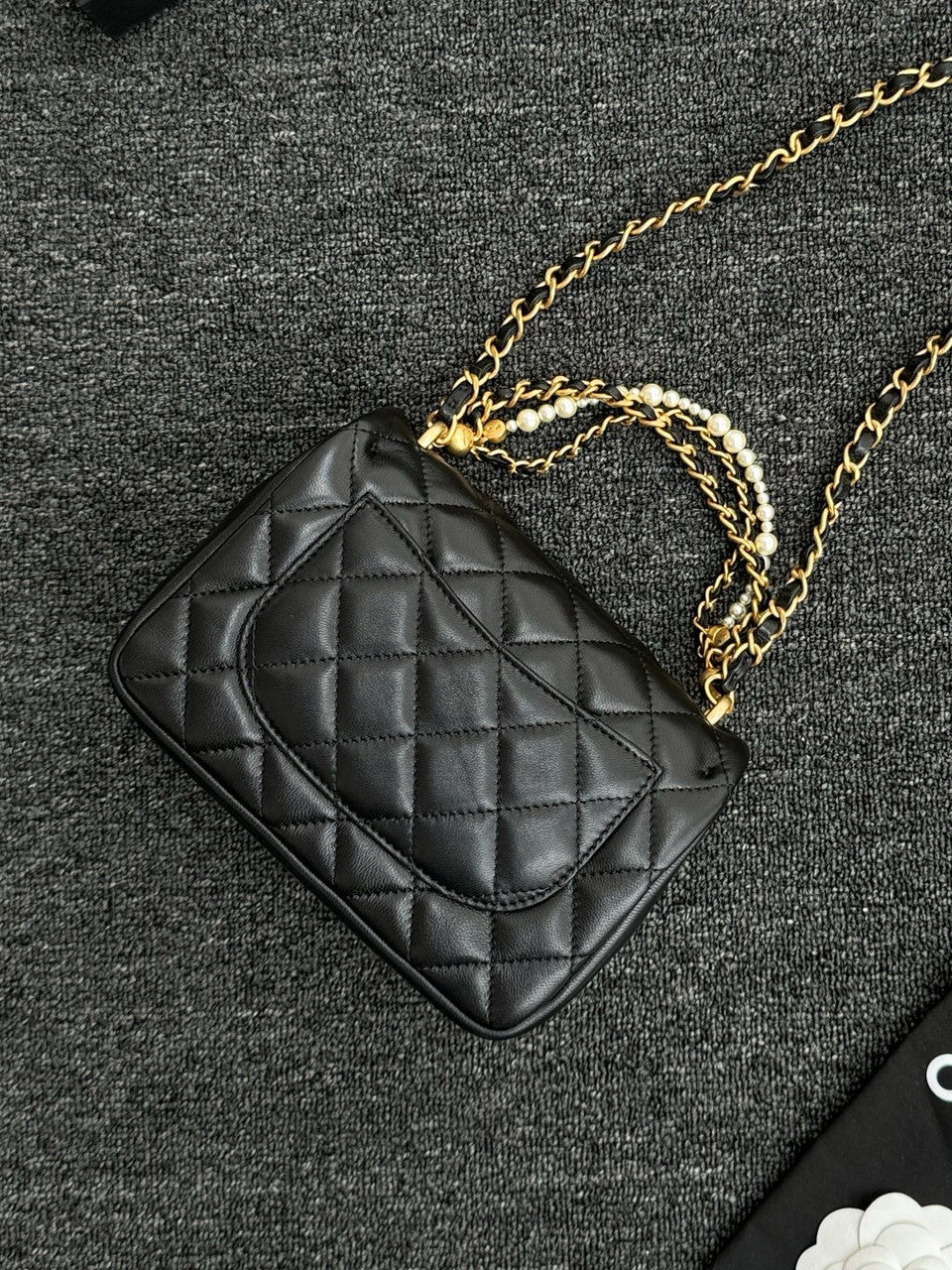 Chanel Imitation Pearls MINI FLAP BAG Black