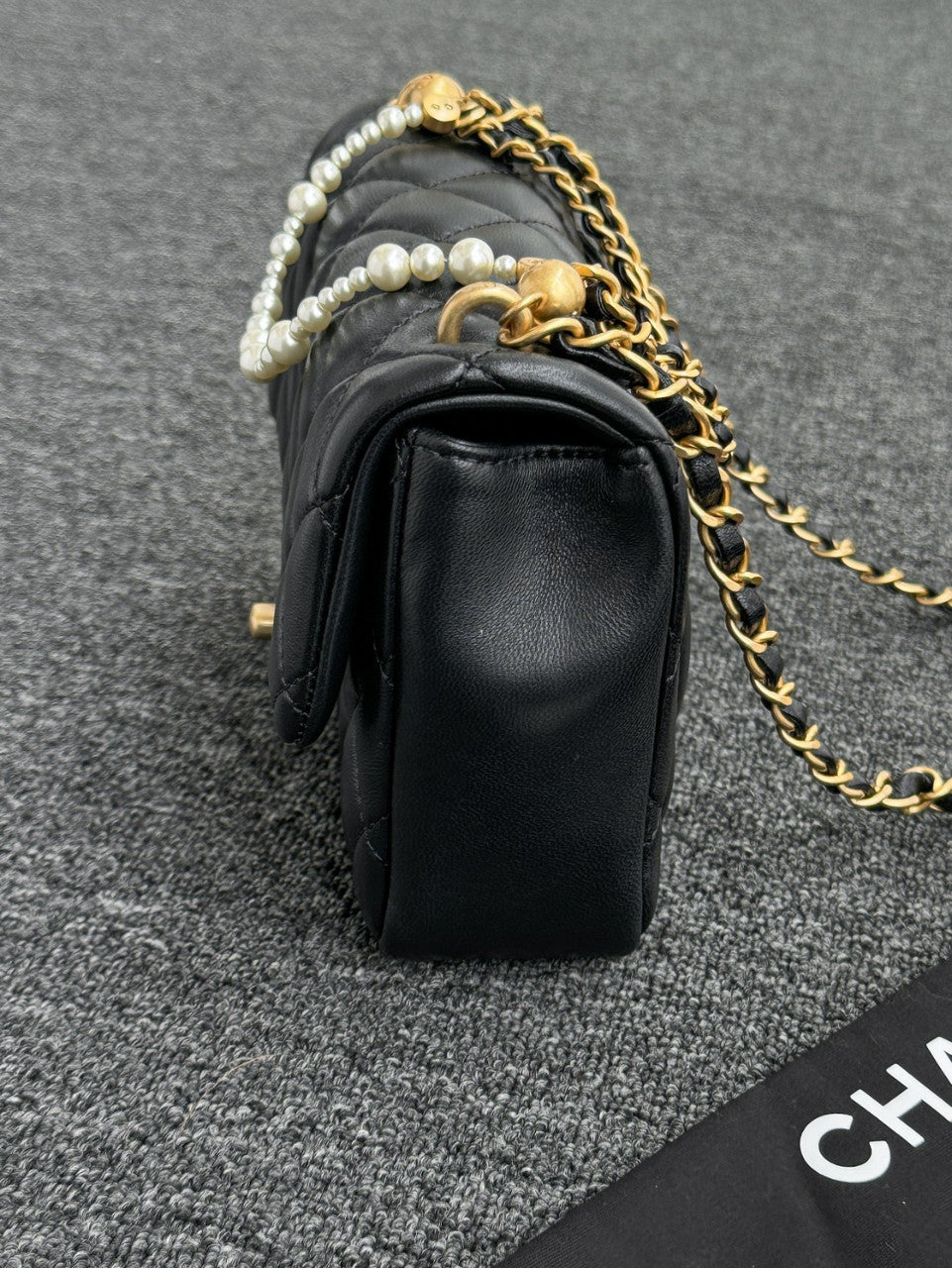 Chanel Imitation Pearls MINI FLAP BAG Black