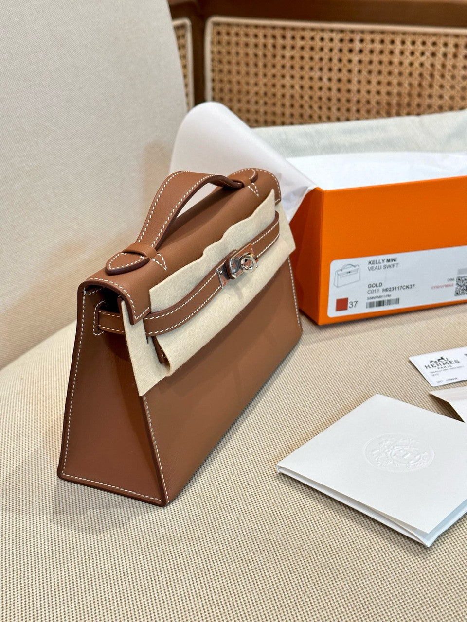 Hermès Gold Mini Kelly Pochette Swift leather Palladium hardware