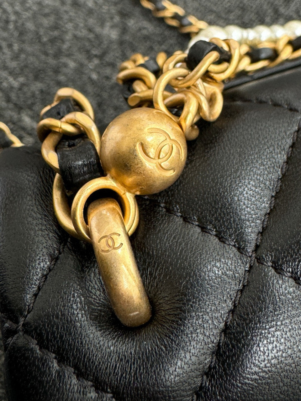 Chanel Imitation Pearls MINI FLAP BAG Black