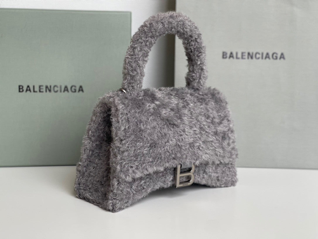 Balenciaga FURRY HOURGLASS SMALL HANDBAG