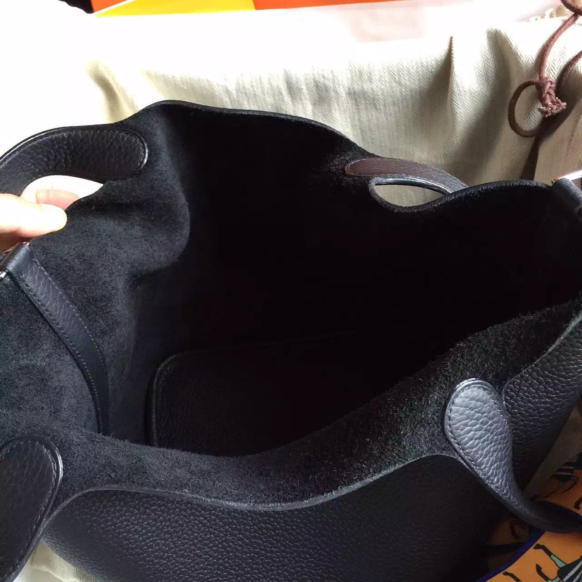 Hermes Black Picotin Lock MM Togo Leather Bag
