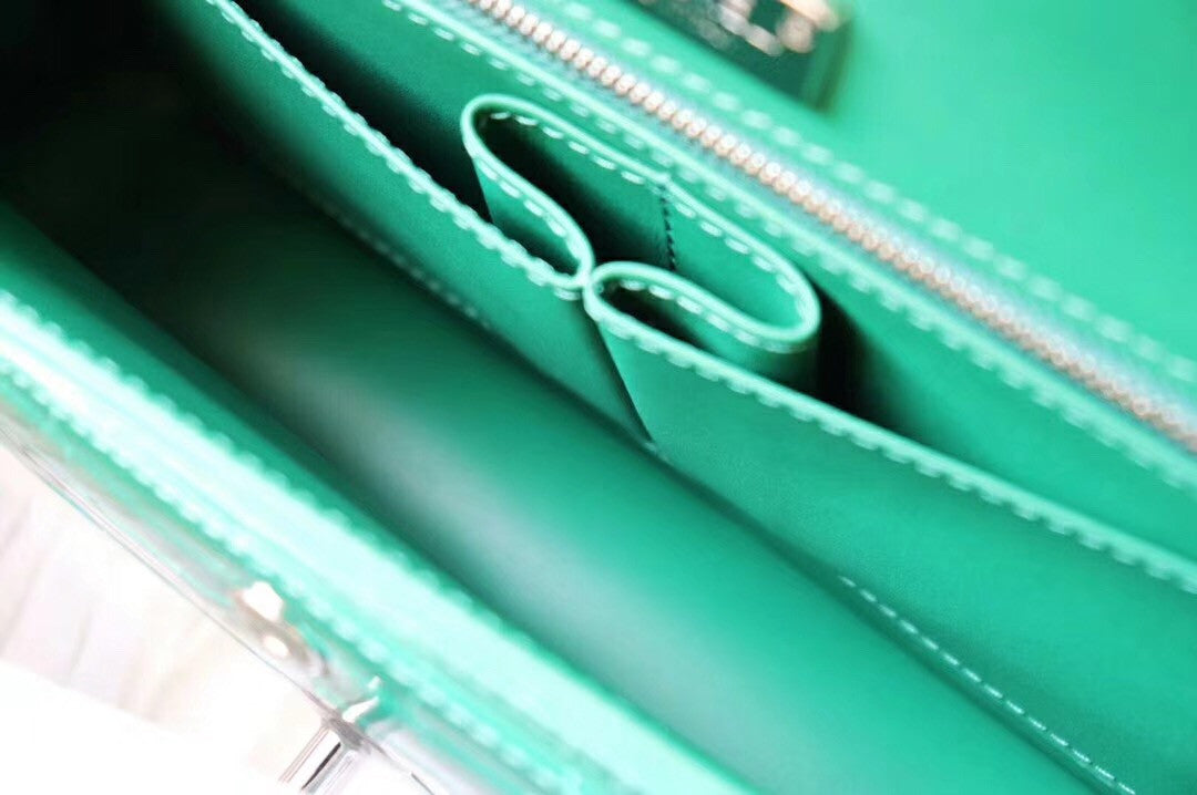 Chanel Emerald Shinny Alligator Classic  Flap Bag  with Silver Hardware