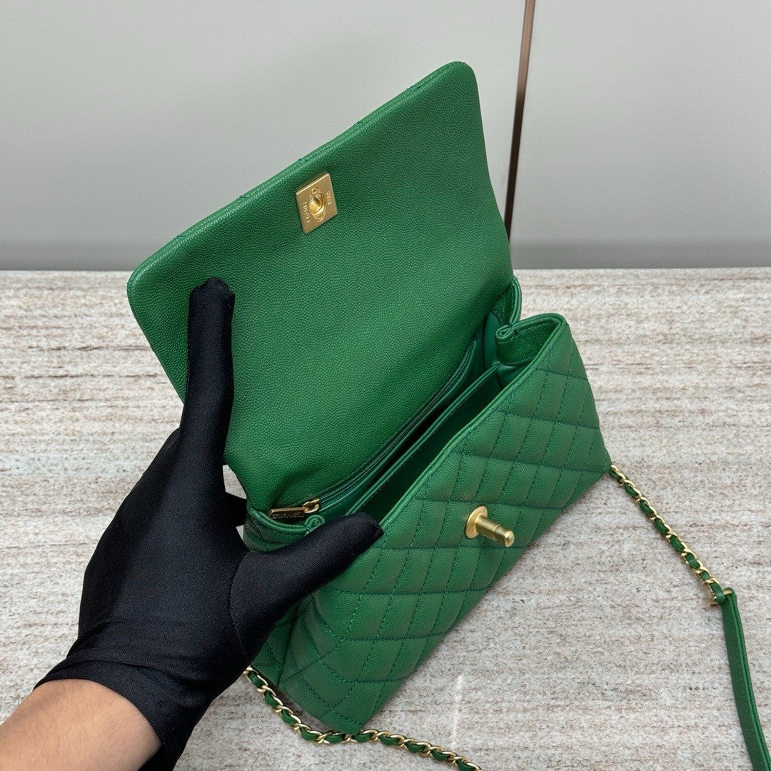 Chanel Green Lizard Top Handle Coco Handle Small Bag