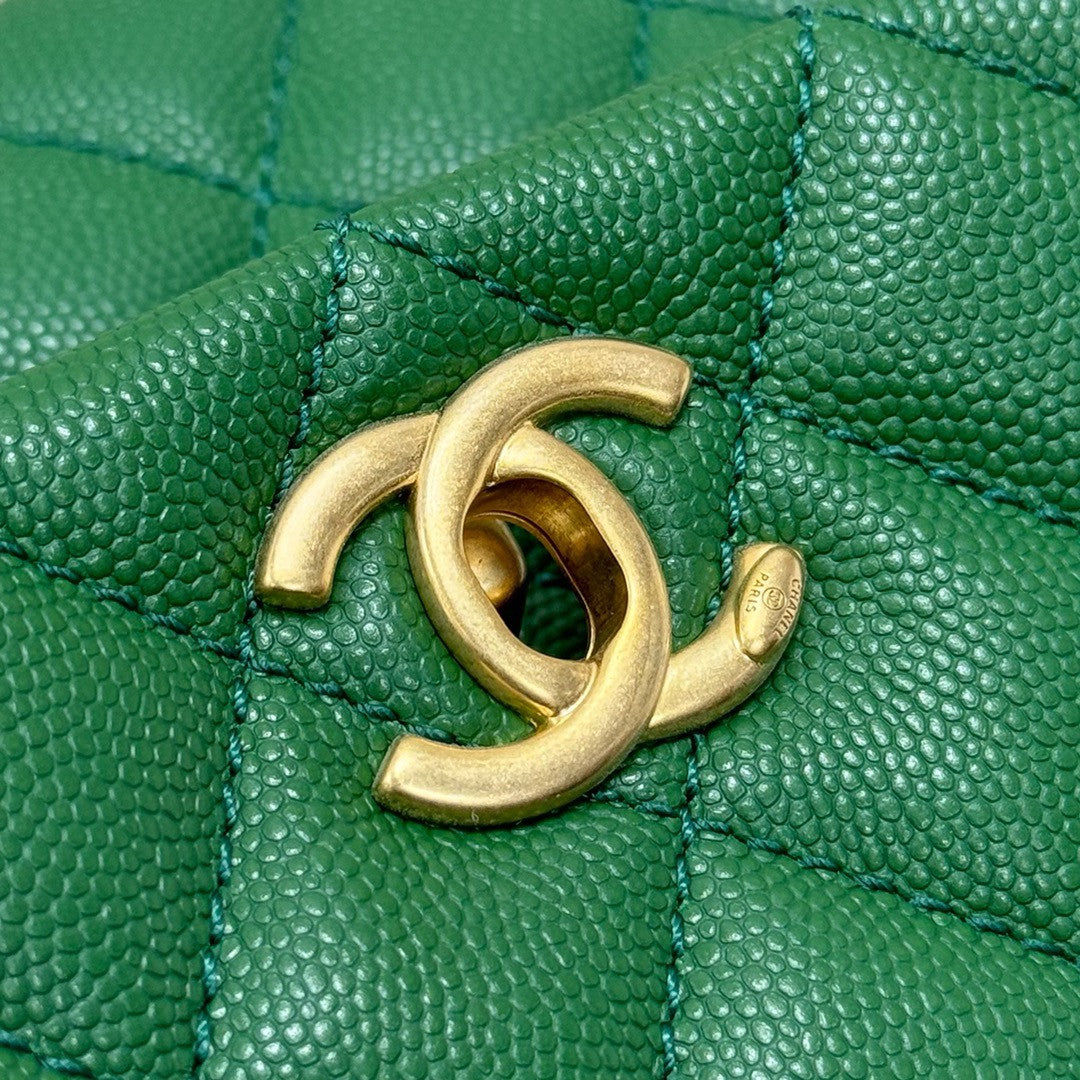 Chanel Green Lizard Top Handle Coco Handle Small Bag