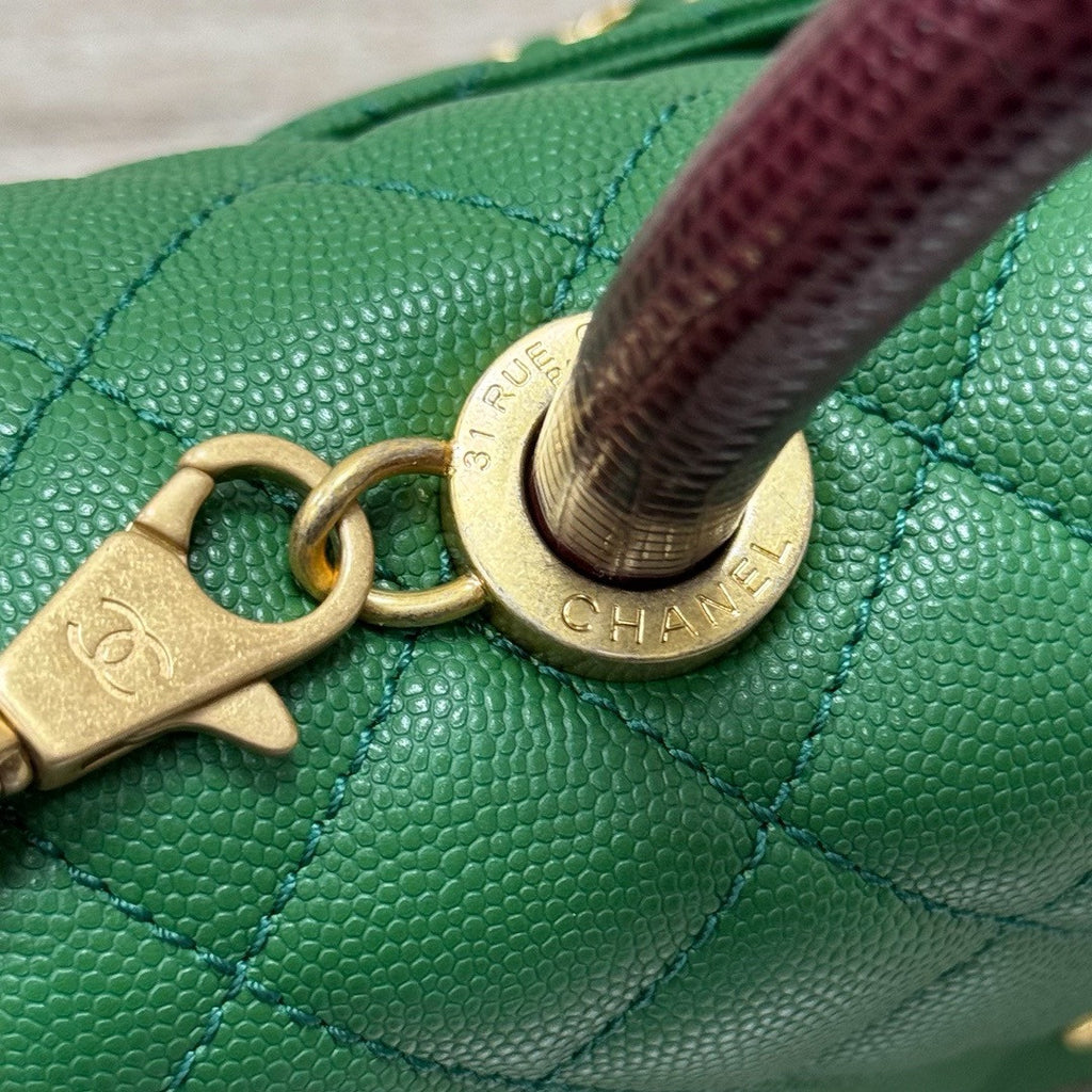 Chanel Green Lizard Top Handle Coco Handle Small Bag