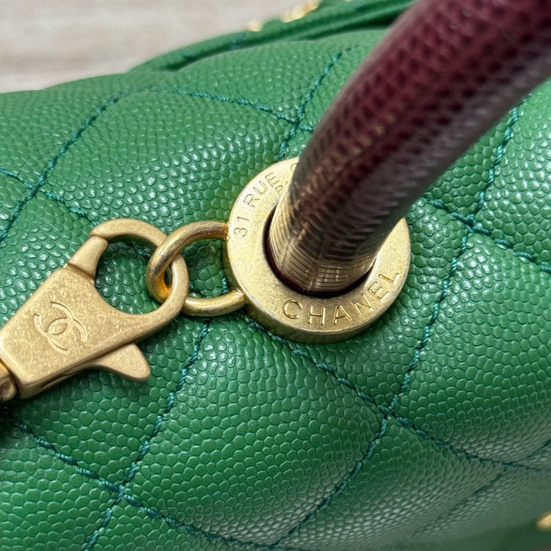 Chanel Green Lizard Top Handle Coco Handle Small Bag