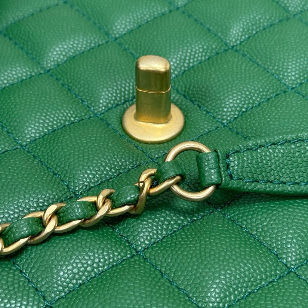 Chanel Green Lizard Top Handle Coco Handle Small Bag