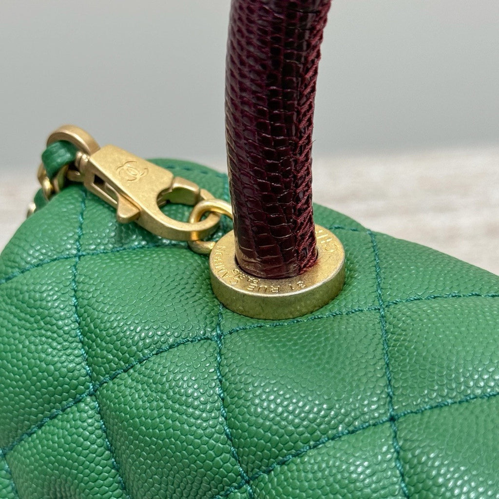 Chanel Green Lizard Top Handle Coco Handle Small Bag