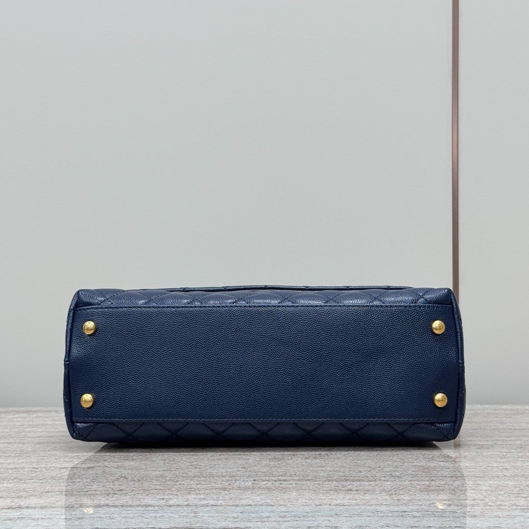 Chanel Medium Co Co Lizard Top Handle Blue Flap Bag